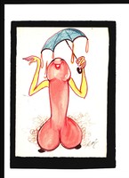Erik Vogel /1907-1996/ cartoonist, costume designer, cheerful, erotic/shield drawing 17.