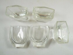 Old retro glass short drink glass set square 5 pcs