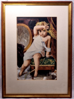 Keretbe foglalt Akvarell-papír technika /Gyermek portré,szignó nélkül. XX.szd közepe/második fele