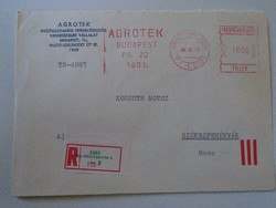 D193750 Régi ajánlott levél 1986 AGROTEK Budapest   gépi bélyegzés  -  Red meter EMA