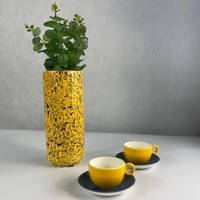 Retro vase with yellow continuous glaze