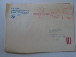 D193740 old letter envelope 1987 Köbány pharmaceutical goods factory rg machine stamp red meter ema