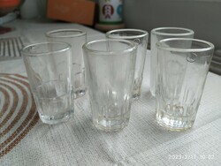 Thick-walled, 3 cl brandy glasses, 6 pieces for sale! Uatslátós short drinking glass, marked