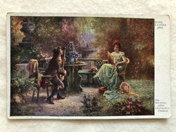 Antik romantikus képeslap -  Hans Zatzka  - Postatiszta                       -3.