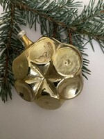 Régi üveg arany színű lampion karácsonyfadísz