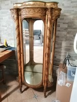 Rokokó  vitrin, tükrös,+hozzáillő fotel, 1800as évek eleje, nagyon szép és ritka!