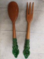 Spoon and fork with porcelain handle