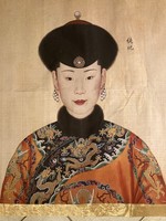 Régi art kézműves kínai császár portré kézműves nyomat nagy méretű Kína japan