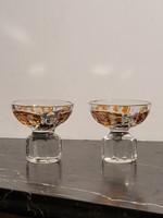 2db Cseh Art Deco Likőrös pohár 7x6cm -- csiszolt kristály párban szőlős mintával szőlő motívummal
