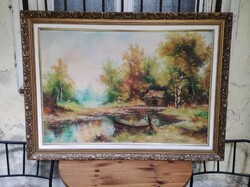 Zsolt Czinege: 'fisherman's hut' (100x70cm+frame, oil on canvas)