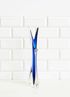 VÉGKIÁRUSÍTÁS - Retro kék üveg váza - midcentury modern design Josef Hospodka Borske Sklo Chribska