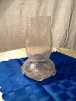 Kraklé repesztett üveg váza 21 cm.