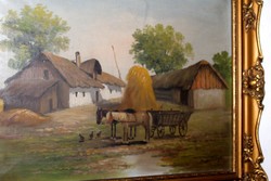 Guaranteed original painting by Dénes Mesterházy in blonde frame 887