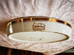 Zsolnay porcelán aranyszegélyes, Délbudai Vendéglátóipari Vállalat ovális kocsonyás tányér