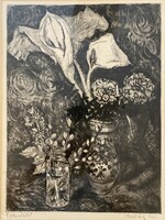 Éva Scultéty flower still life - flawless etching