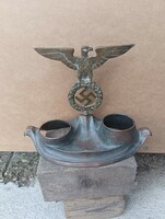 German imperial table spice holder bronze or copper porcelain dishes are missing