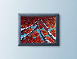 Vörös Edit: Őszi Nyírfák Abstract 20x15cm