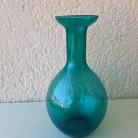 Türkizkék üveg váza, palack  (nagy!)
