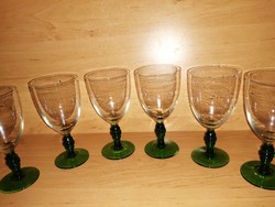 Set of 6 green stemmed glasses (8/k)