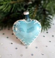 Üveg szív karácsonyfa dísz 6.5x5.5cm