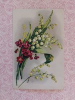Régi képeslap virágos levelezőlap ibolya gyöngyvirág