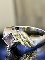 Art-deco Stílusú, ezüst gyűrű, Ametiszt kővel
