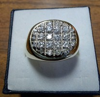 14 Kt gold men's brill ring