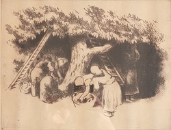 István Szőnyi - fruit picking c. A rarer etching