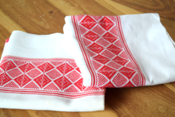 Old folk large napkin wiping tea towel tablecloth pair woven 87 x 84