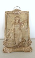 Art Nouveau relief in gold tone, 33 x 22 cm