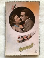 Antik, régi romantikus képeslap              -3.