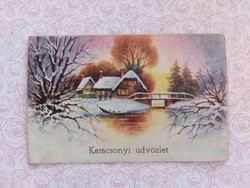 Old Christmas postcard postcard snowy landscape
