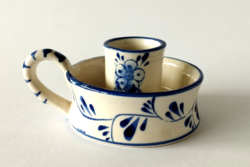 Marked hand painted Dutch delft walking candle holder