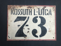 Kossuth l. Street 73 - painted iron plate house number plate (plate)