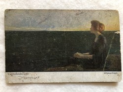 Antik képeslap - Merengés  - 1918                 -3.