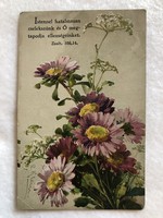 Antik Chatarina Klein virágos képeslap - Postatiszta               -3.