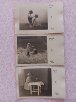 Régi képeslap fotó levelezőlap kislányok 3 db