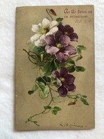 Antik Chatarina Klein virágos képeslap               -3.