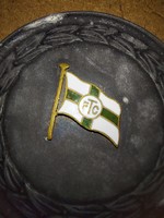 Four pieces of FC/ Fradi relics, from the period 1943-1949, Lajos Berán/ Nándor Berán, enamel Fradi flag