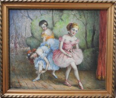 Ballerinas - oil / canvas painting