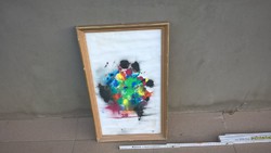 (K) labeled abstract painting. 26X44 cm with frame