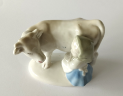 Carl Scheldig Grafenthal porcelain figure of a girl milking a cow, nipp