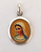 Virgin Mary silver pendant, with color image (m. 07.)