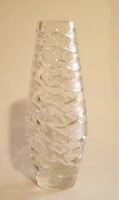 Etched glass vase.