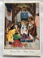 Old graphic, gilded Christmas card -3.