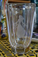 Etched Czech glass vase.