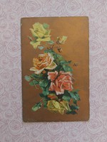Old rosy postcard embossed postcard