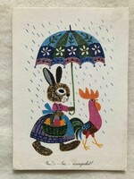 Old Easter postcard, picture postcard - drawing by Zsuzsa Demjén -2.