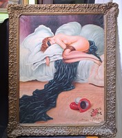 Monumentális akt, BRÜSSZELI KERETBEN 110x90 CM! Boross Lóránt, XX. század első fele