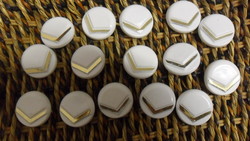 13 white + gold colored buttons, tailoring and sewing for creative purposes. 2.5 Cm. Plastic.